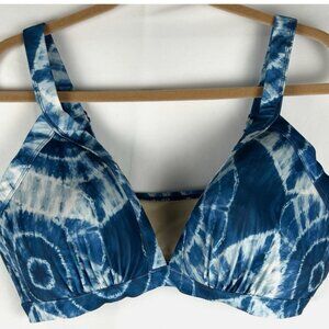 Swim By Cacique Bathing Suit Bra Top Womens 18 Blue White Tie Dye Print